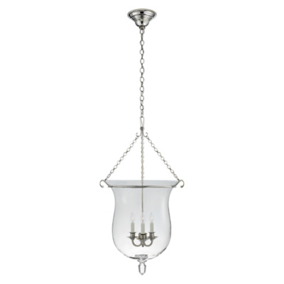 Julianne Large Smoke Bell Pendant in Polished Nickel with Clear Glass